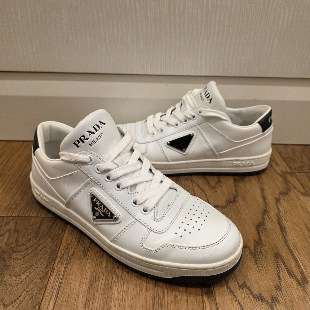 💯 Authentic Prada White and Black Leather Sneakers - Picture 6 of 15